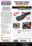MISTER HITCHES PAJERO SPORT Heavy Duty 3650kg Ball Mount 57mm DROP 31mm RISE - SHORT SHANK
