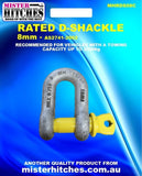 D SHACKLE STAMPED AND RATED 8MM 0.75T (CARDED)