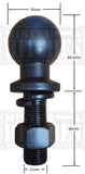 MISTER HITCHES Tow Ball Black Oxide 50mm 3500kg AKS