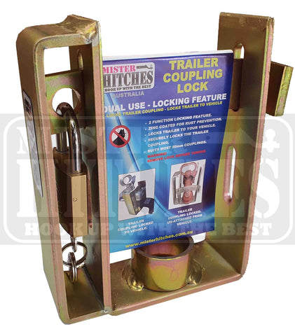 MISTER HITCHES Trailer Coupling Lock, 2 position, with padlock & 3 keys. (MHCL10)